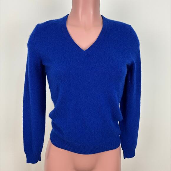 Eric Bompard Cashmere Paris Blue V-Neck Sweater Small - Picture 1 of 8